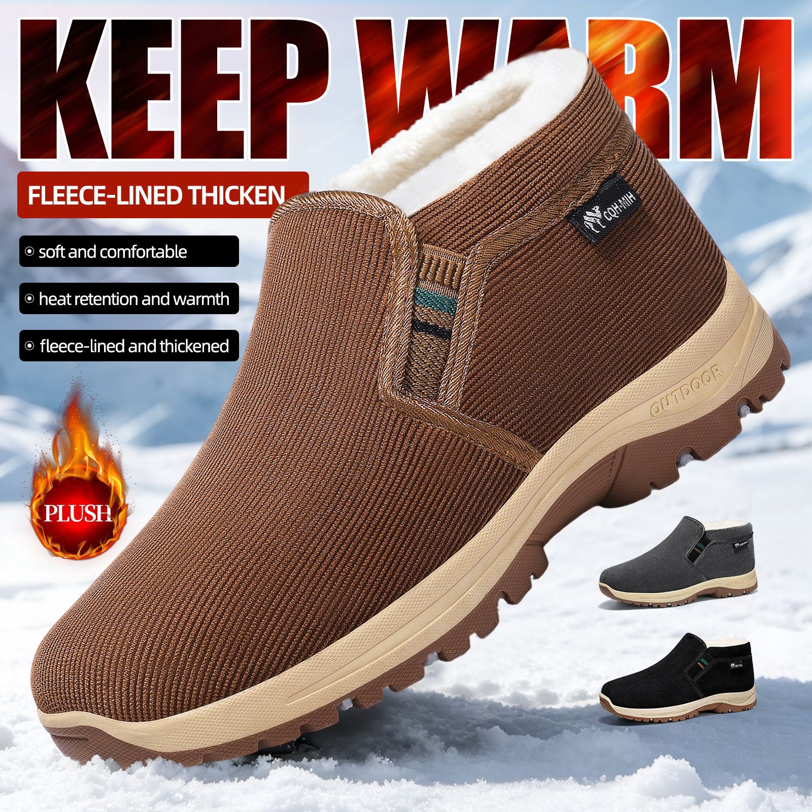 Zapatos de algodón cálidos para hombres en invierno, zapatos de tela viejos de Beijing más terciopelo engrosado, padre de mediana edad y ancianos cómodos con zapatos casuales