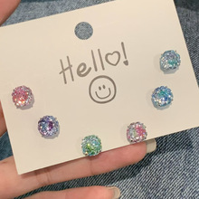 千禧玫瑰切耳钉爆闪锆石耳蜗钉幻彩闪钻钛钢耳骨钉