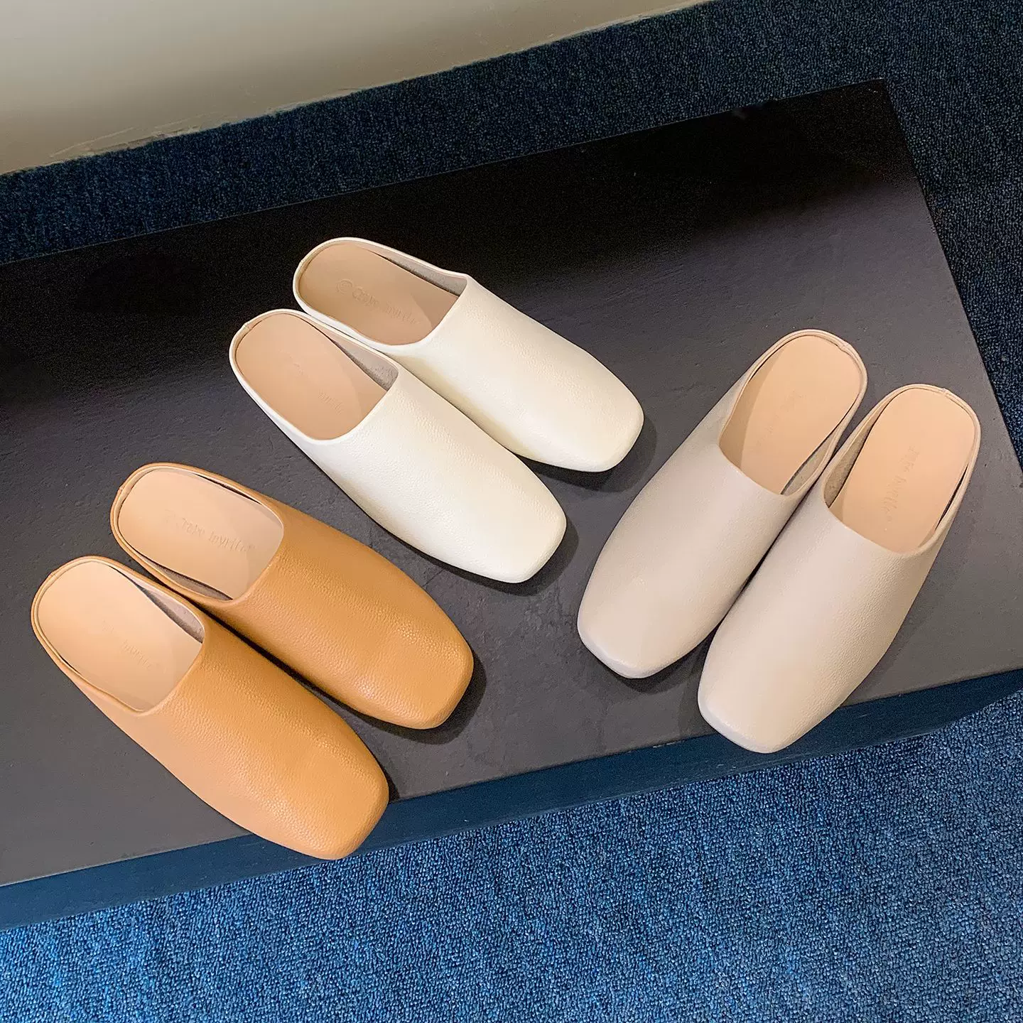 葡萄妈新款懒人bi备~ 软糯好穿包头一脚蹬穆勒半拖女外穿平底拖鞋