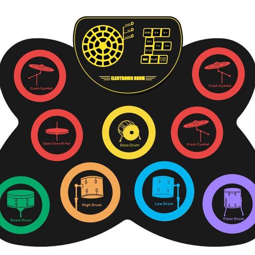 Children's Christmas gifts, colorful electronic drum with built-in speaker and lithium battery, silicone musical instrument, hand-rolled electronic drum