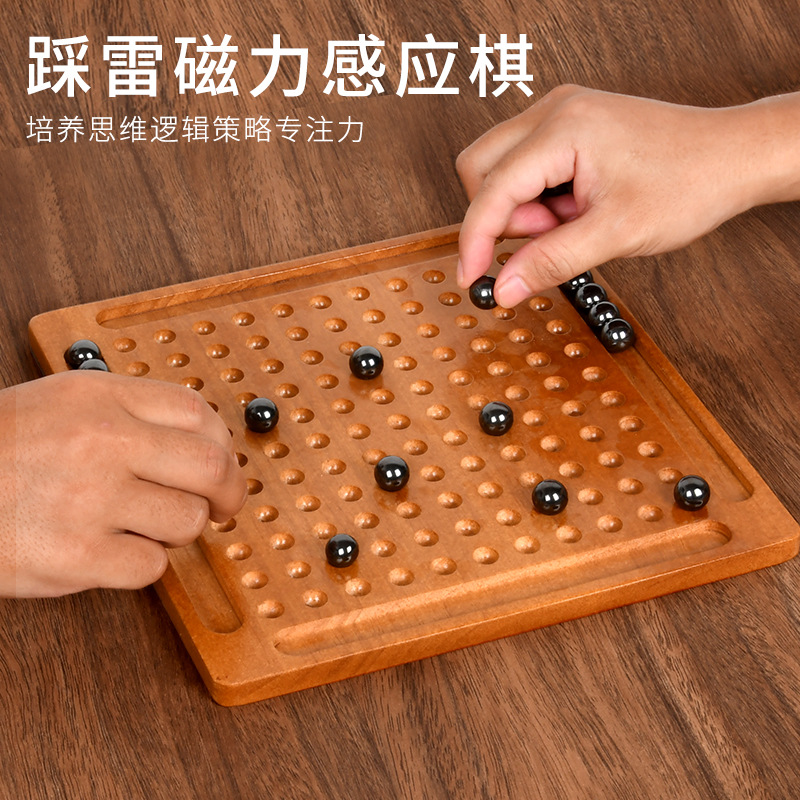 Piso de madera maciza, inducción magnética, ajedrez, rompecabezas, juguete de batalla divertido, entrenamiento de pensamiento para niños, juego de mesa de imán