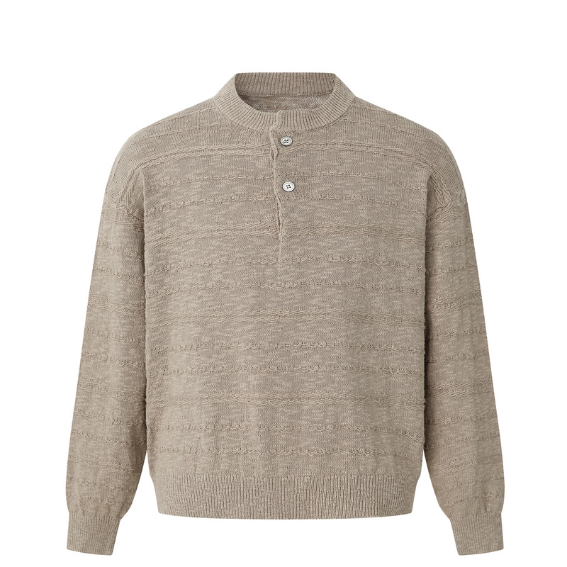Old money style boxy short henley sweater, unisex loose and relaxed fit, jacquard knit, casual top for couples Old money style boxy short henley sweater, unisex loose and relaxed fit, jacquard knit, casual top for couples