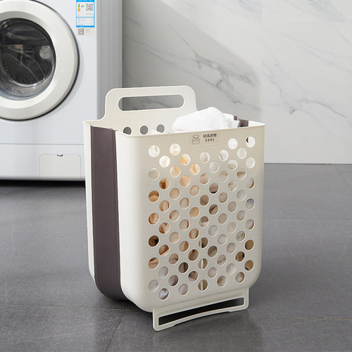Foldable dirty clothes basket household wall-mounted hole-free bathroom debris storage basket dirty clothes basket bathroom to store clothes