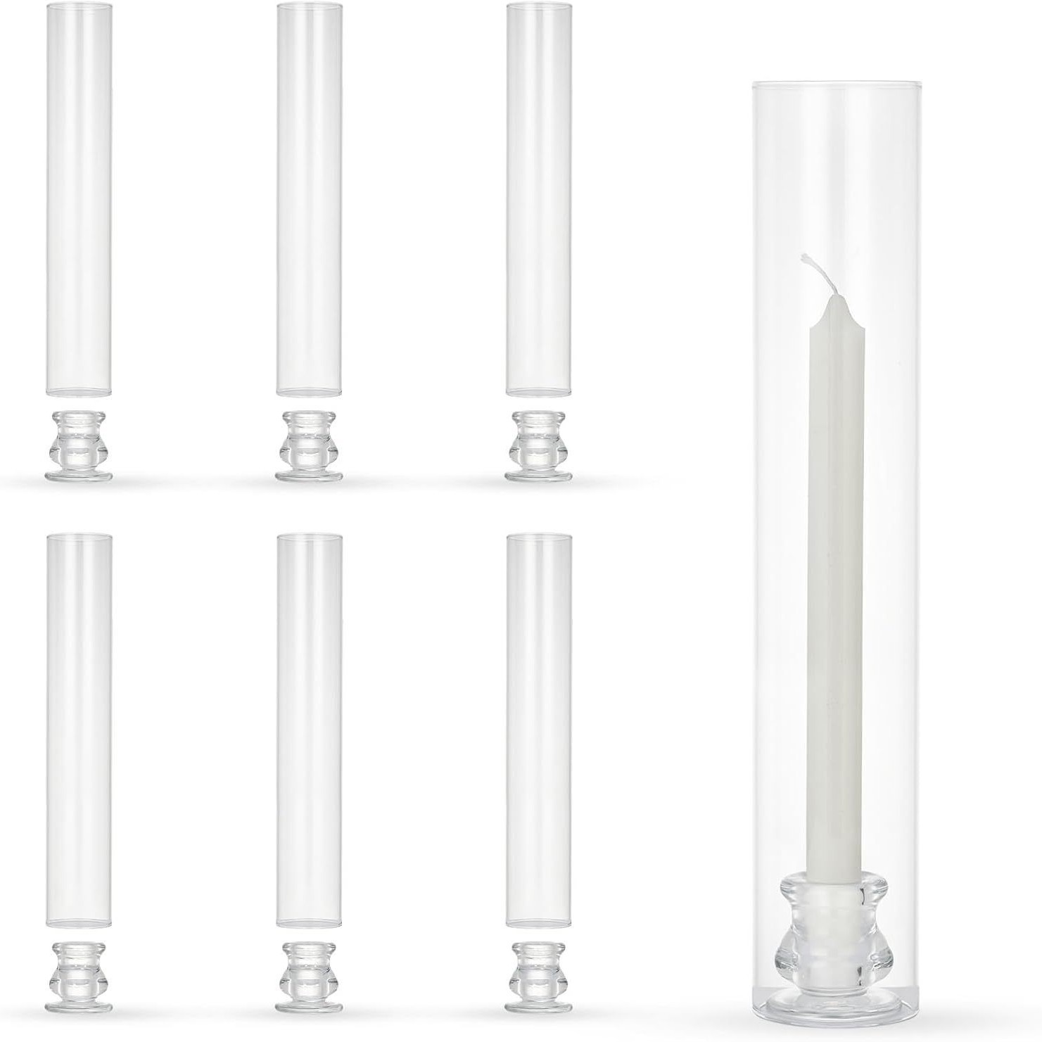 Soporte de vela de vidrio de huracán Soporte de vela cilíndrico Candelabro de vidrio a prueba de viento Candelabro Candelabro Boda