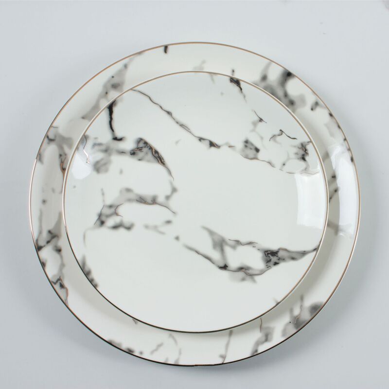 Home Simple Round Model Room Western Food Tableware Set European American Restaurant Table Western Style Western Food Plate Stone Pattern Plate