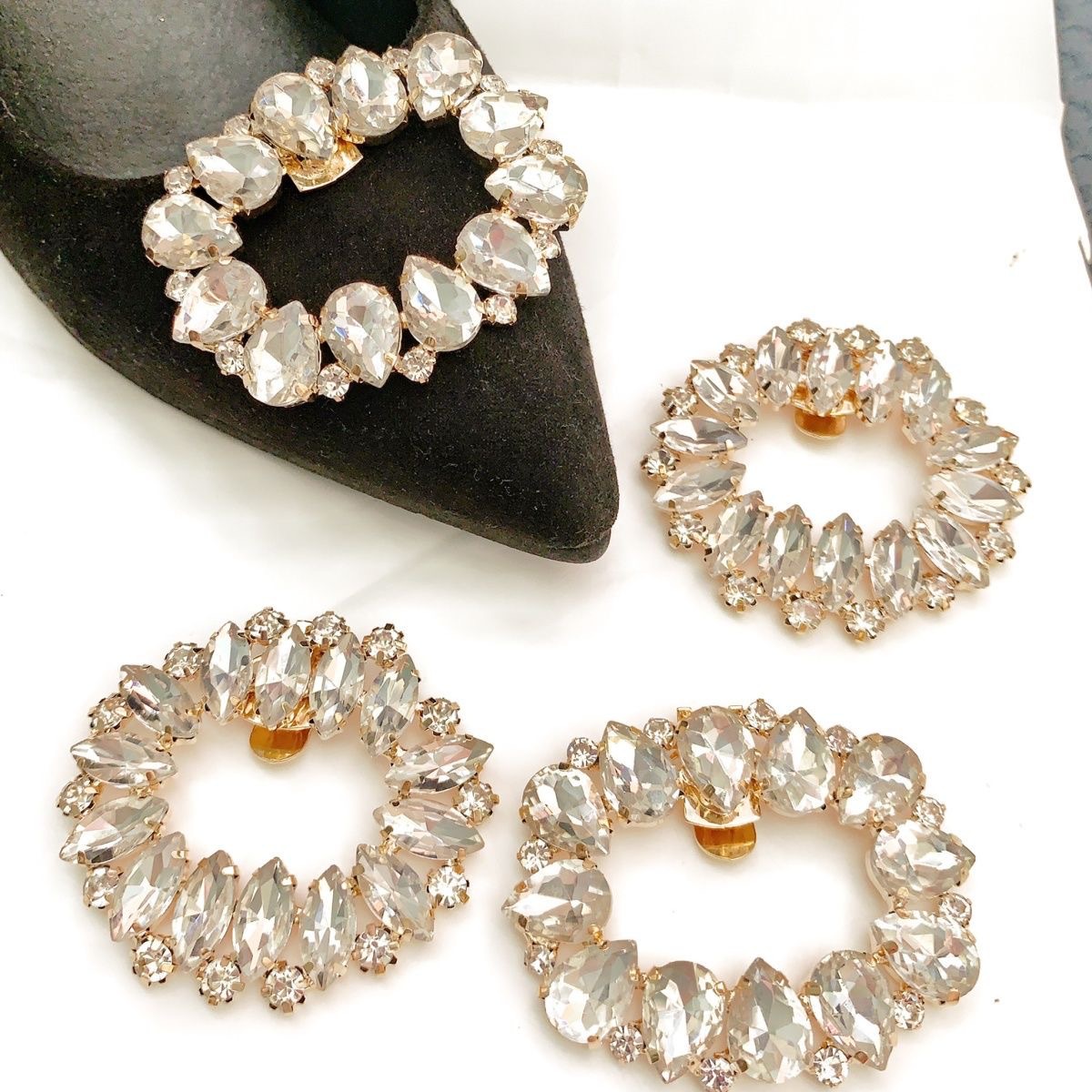 European and American High-Heeled Shoes, Flower Accessories, Detachable Bridal Rhinestone Shoe Buckles, Wedding Shoes, Shoe Accessories, Versatile Shoe Accessories, Diamond Accessories