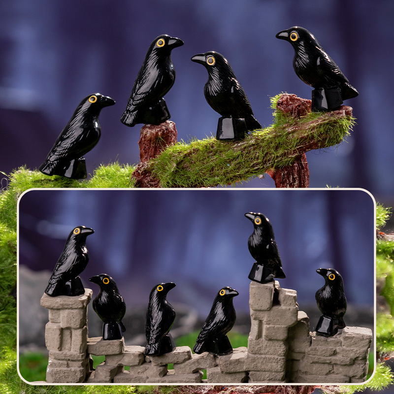 クロスボーダーハロウィン黒曲がった頭のカラス樹脂装飾 diy 小動物かわいい手作りかわいい小さな装飾品|undefined