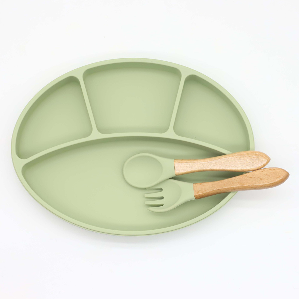 Venta caliente suplemento de alimentos para bebés vajilla de silicona conjunto de silicona para niños lechón tazón integrado Placa de silicona