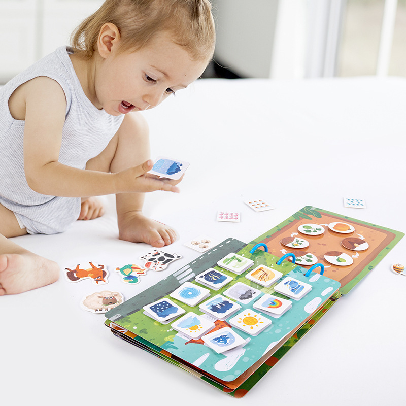 Bebé de madera Ilustración animal ayudas para la enseñanza cognitiva niños hechos a mano educación temprana entre padres e hijos juguetes educativos interactivos libro de pasta image 5