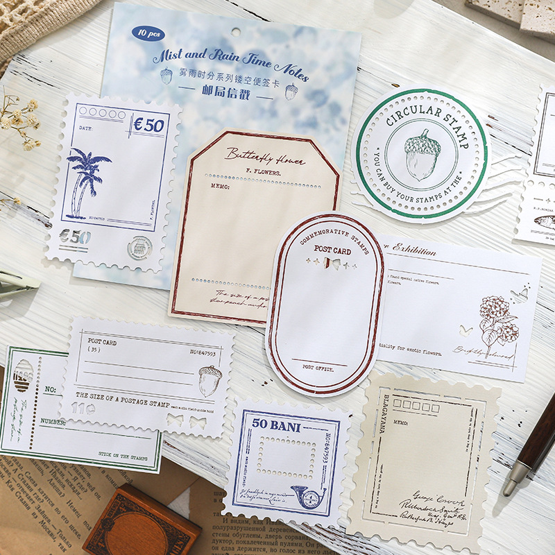 Tiempo de niebla y lluvia, marco hueco, tarjeta de notas, collage retro, contabilidad de corte, fondo de bricolaje, papel de material de base decorativo