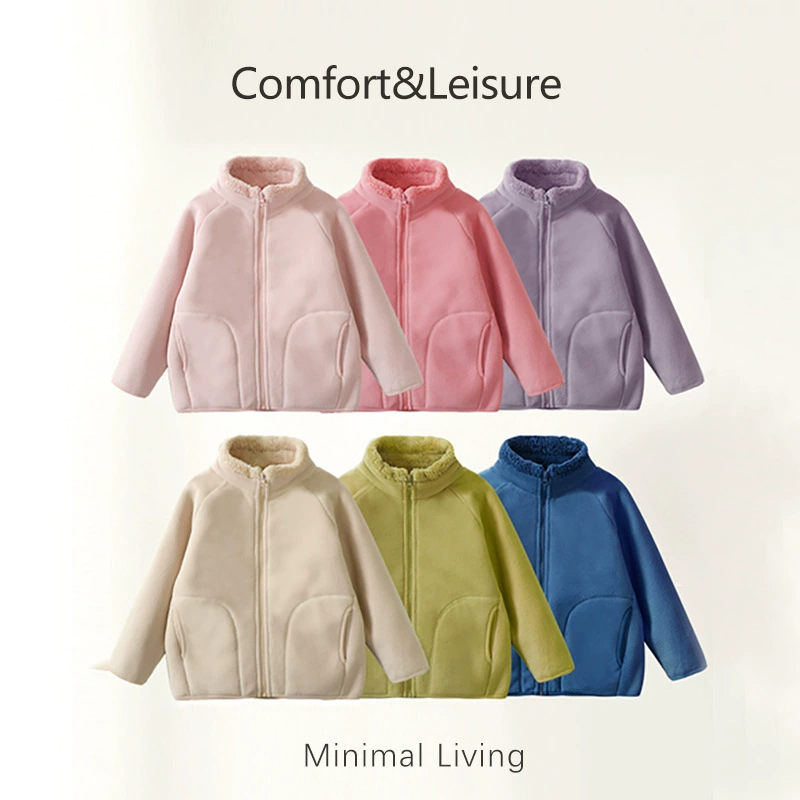 Детская флисовая куртка с дополнительным флисом, утепленное теплое хлопковое пальто, школьная форма в стиле родителей и детей, детское осенне-зимнее пальто.