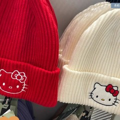 クロミちゃんの秋冬用ニット帽、キュートな女の子向けサンリオキャラクターの毛糸帽子、屋外用防寒ニット帽
