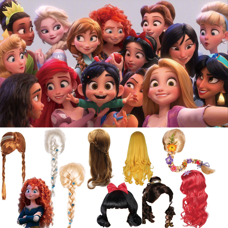 Disney Princess Wig Princess Wig Collection Elsa Anna Mermaid Children's Adult Performance Wig Disney Princess Wig Princess Wig Collection Elsa Anna Mermaid Children's Adult Performance Wig