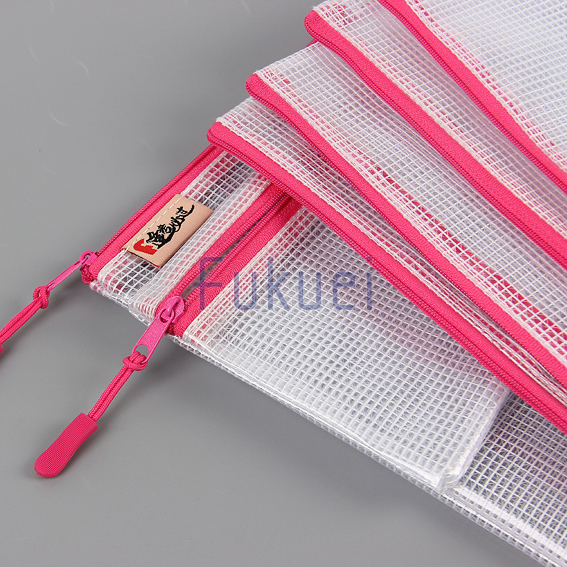 Fabricantes japoneses multi-especificación almacenamiento bolsa de archivo de PVC BOLSA DE INFORMACIÓN bolsa de cremallera de malla diseño de logotipo personalizable