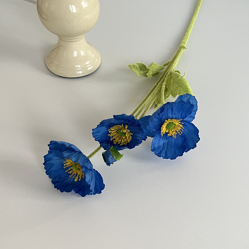 虞美人仿真花婚庆用花莫奈花园仿真花材假花装饰花墙植绒仿真植绒|undefined