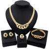 Fashionable trend jewelry, set, necklace, chain, bracelet, ring, earrings, European style, 22 carat, 4 piece set