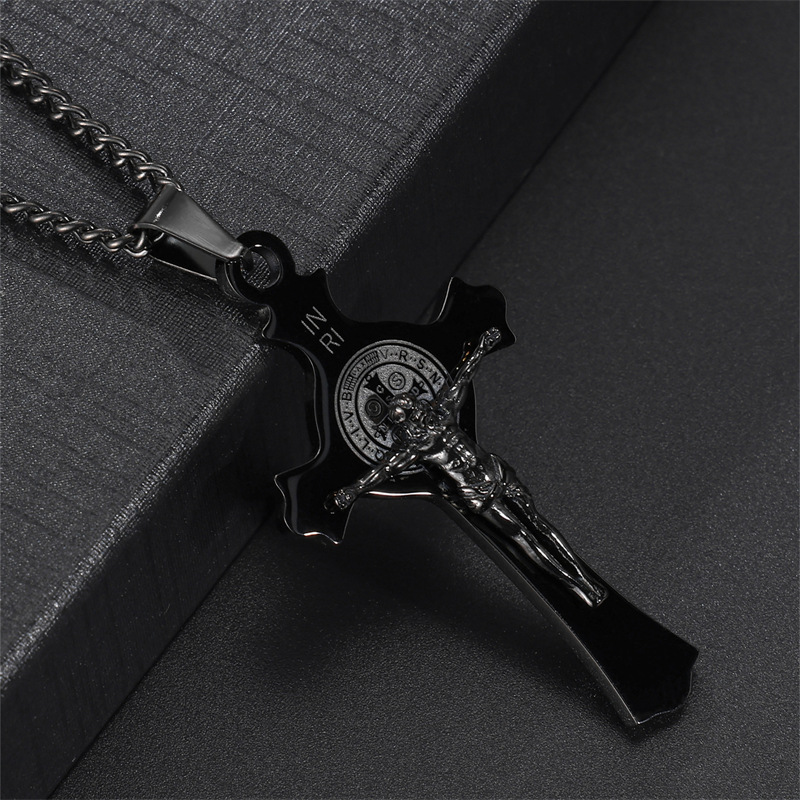 304 Stainless Steel Material Hip-Hop Retro Cross 304 Stainless Steel Plating Men's Pendant Necklace