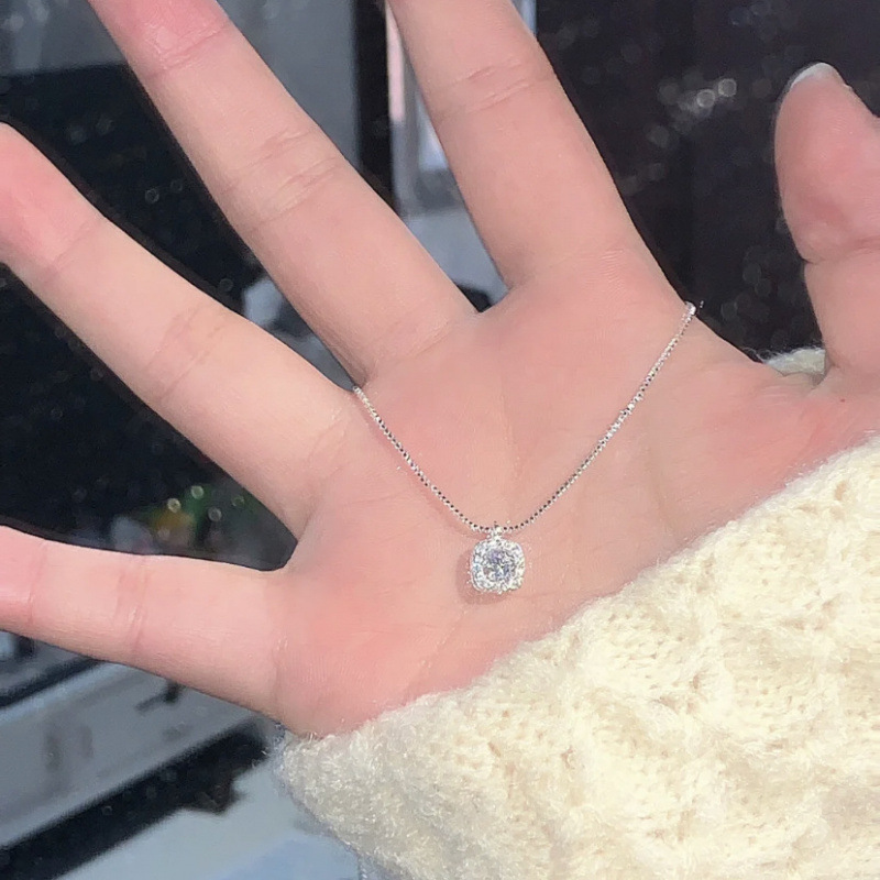 Minimalist 925 Sterling Silver Square Necklace For Women_voghion.com