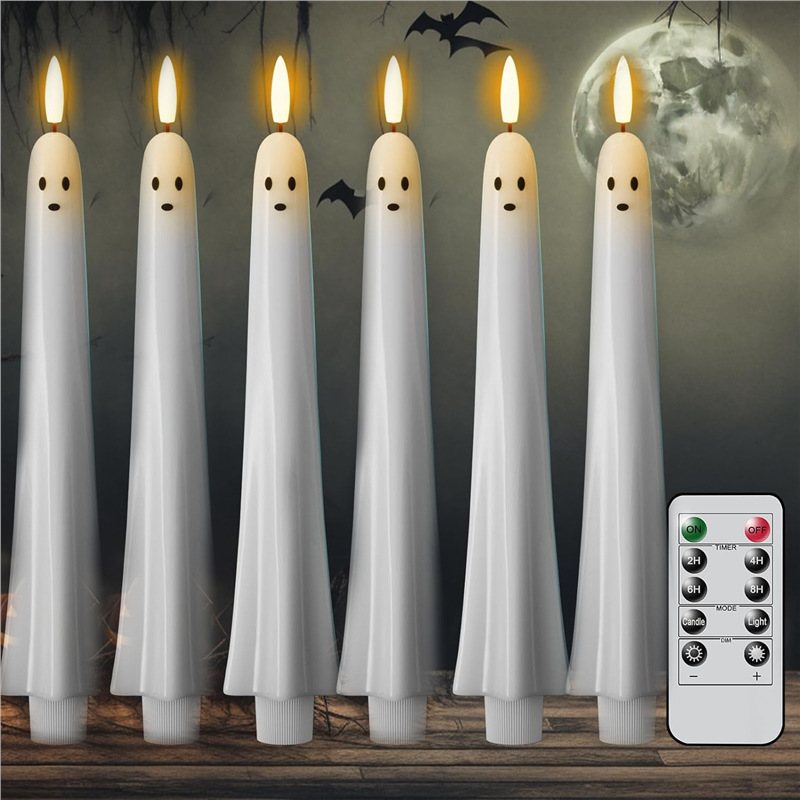 跨境新款 Velas conicas sin llama 万圣节幽灵无火焰蜡烛|undefined