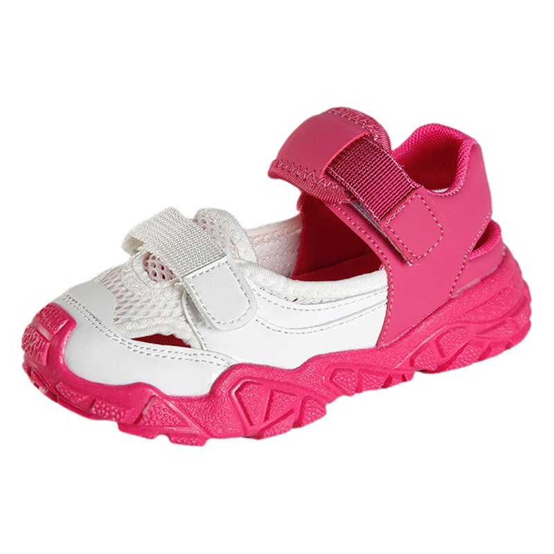 Sandalias para niñas, zapatos con marco de malla individual, transpirables, medianos y grandes, zapatos deportivos de playa huecos, novedad de verano 2025