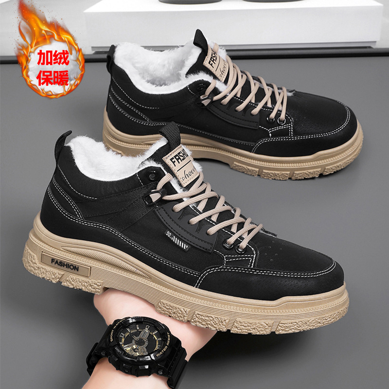 2024 otoño nuevos zapatos de hombre herramientas de viento botas Martin deportivas casuales de trabajo impermeable suela gruesa resistente al desgaste de alto nivel y vello