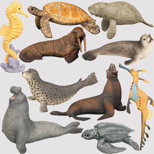 Simulation solid marine animal model toy factory cross-border hot sale seahorse sea lion seal turtle sea cow ornaments