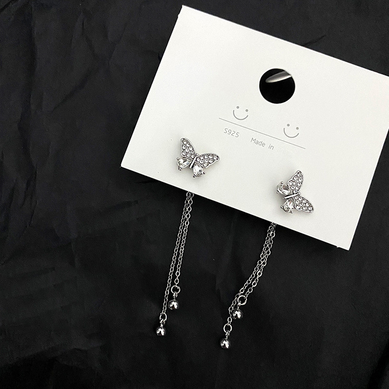 1 Pair Elegant Butterfly Plating Inlay Alloy Artificial Diamond Drop Earrings display picture 2