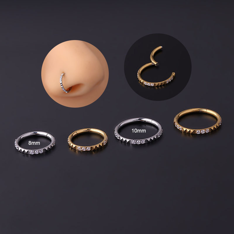 6g Weight Zircon Inlay Material Nose Rings & Studs Fashion Circle 316L Stainless Steel Plating Inlay Zircon
