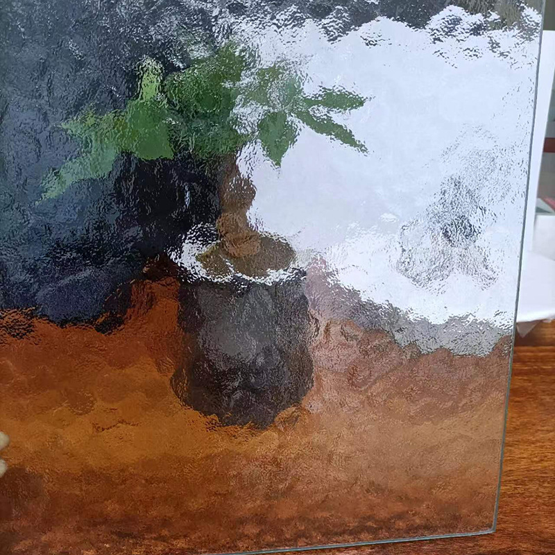 4mm5mm水纹压花玻璃酒柜门沙滩桌椅玻璃石头纹蒙砂玻璃灯饰玻璃