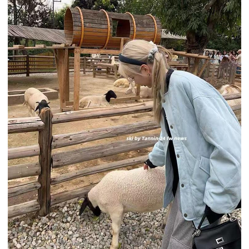 美式菱格棒球服休闲宽松棉服女短款设计感夹棉韩系棉衣雪院风外套