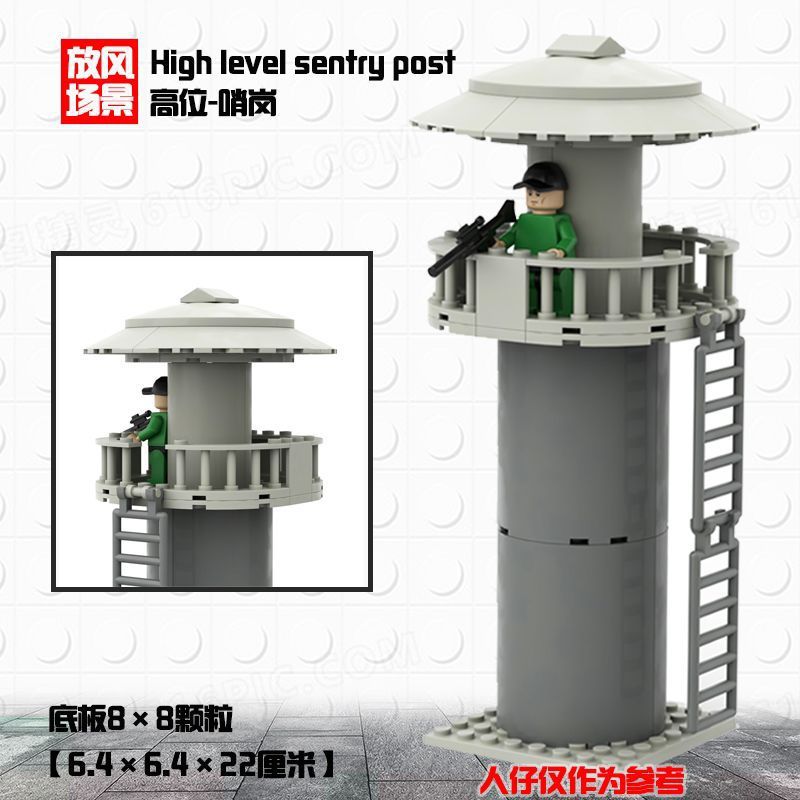 Compatible with Lego Moc Building Blocks, Wind-Up Scene, Prison Cell Construction, Guard Tower Assembly, Small Particle Toys