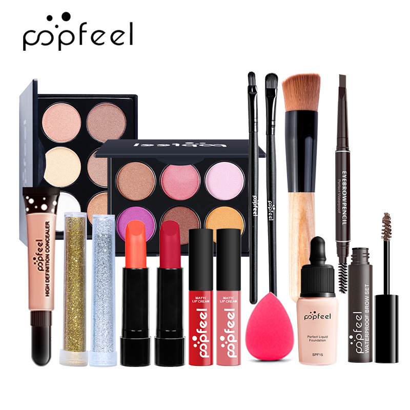 Traje europeo y americano sombra de ojos maquillaje conjunto completo principiante estudiante novato conjunto completo caja de regalo de maquillaje ligero combinación de cosméticos sombra de ojos