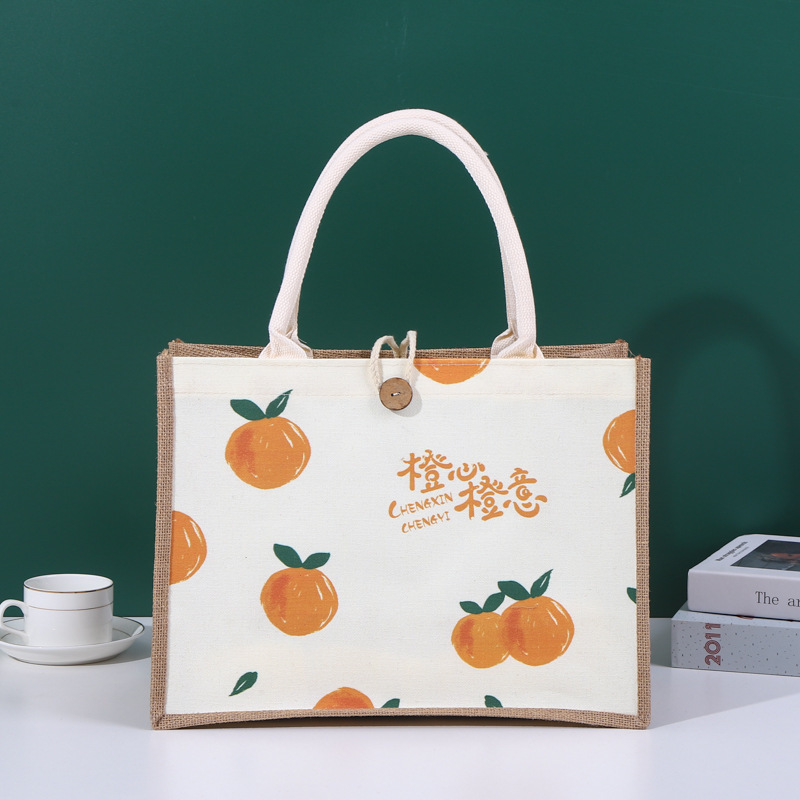 棉麻布拼接手提托特包定 制拼接拉链环保高级感简约时尚大容量