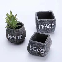 跨境厂家直销北欧风格桌面装饰简约创意水泥多肉花盆园艺盆栽透气