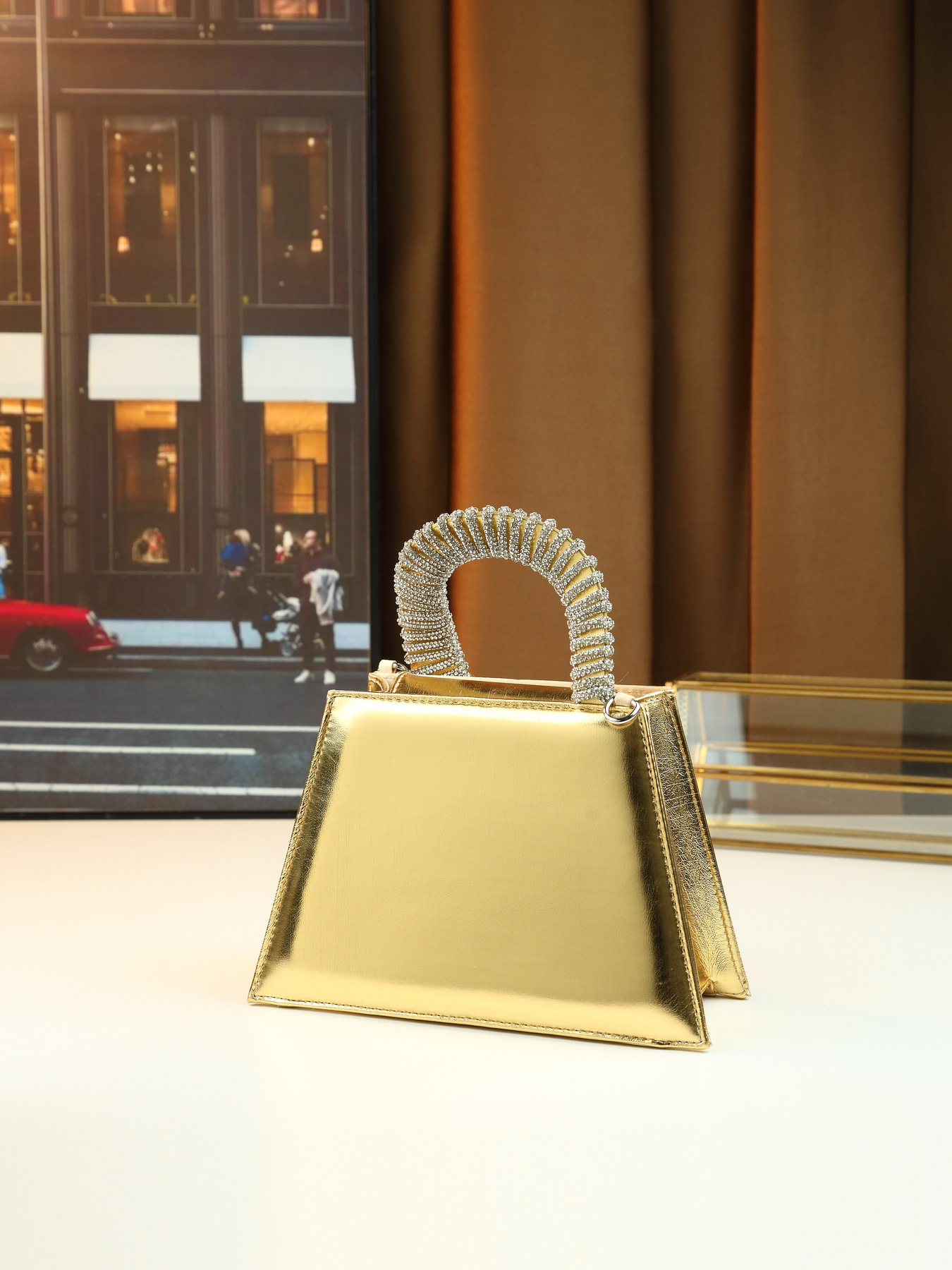 Elegante borsa a mano di lusso tempestata di diamanti, borsa quadrata da donna finemente realizzata per feste, con catena, da portare a tracolla o a spalla._voghion.com