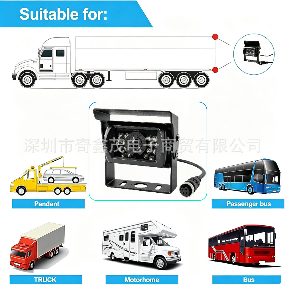 HD Truck Reversing Camera 12-24V Infrared Night Vision Waterproof Bus Truck RV Vehicle Monitoring
