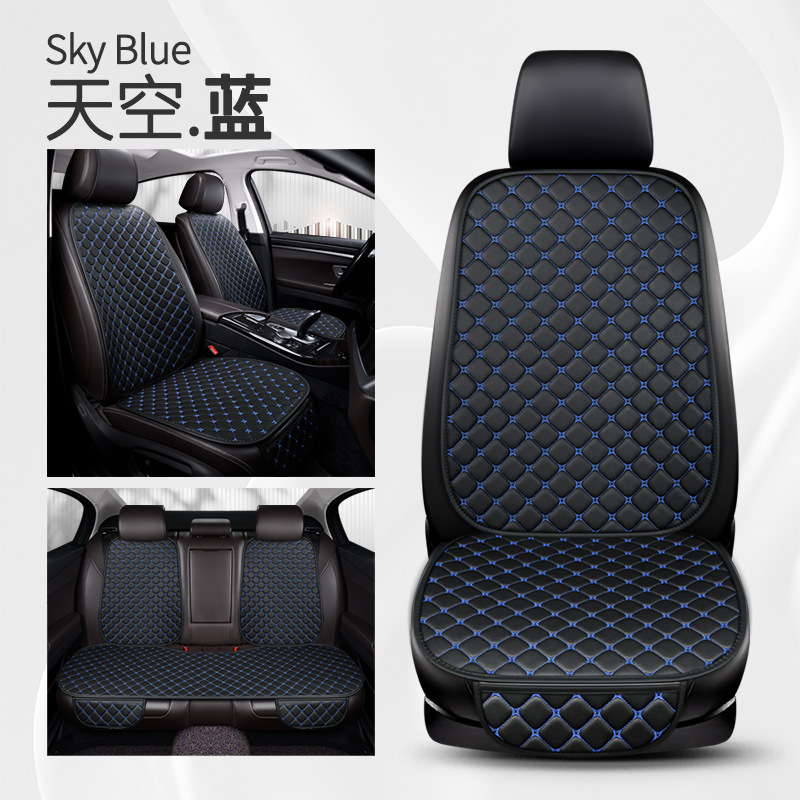 Leather Set – Universal Seat cushion, seat cover - four-point-star-black-blue-small-waist-seven-piece-set