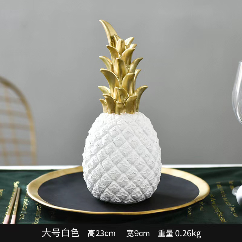 Figura de piña dorada de resina, estilo nórdico, decoración