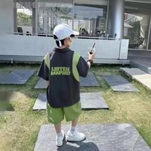 熊猫圆圆男童夏季polo衫套装2024新款儿童帅气潮装童装夏装两件套