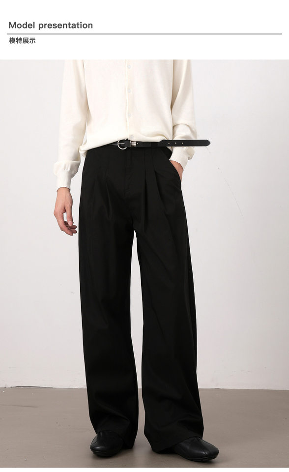 Quần tây nam dáng chữ A xếp ly đôi form rộng rủ, phong cách công sở casual — Màu kaki, Màu trắng, màu đen chi tiết 7