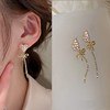 Silver needle, design earrings from pearl, silver 925 sample, Korean style, flowered, simple and elegant design, trend of season