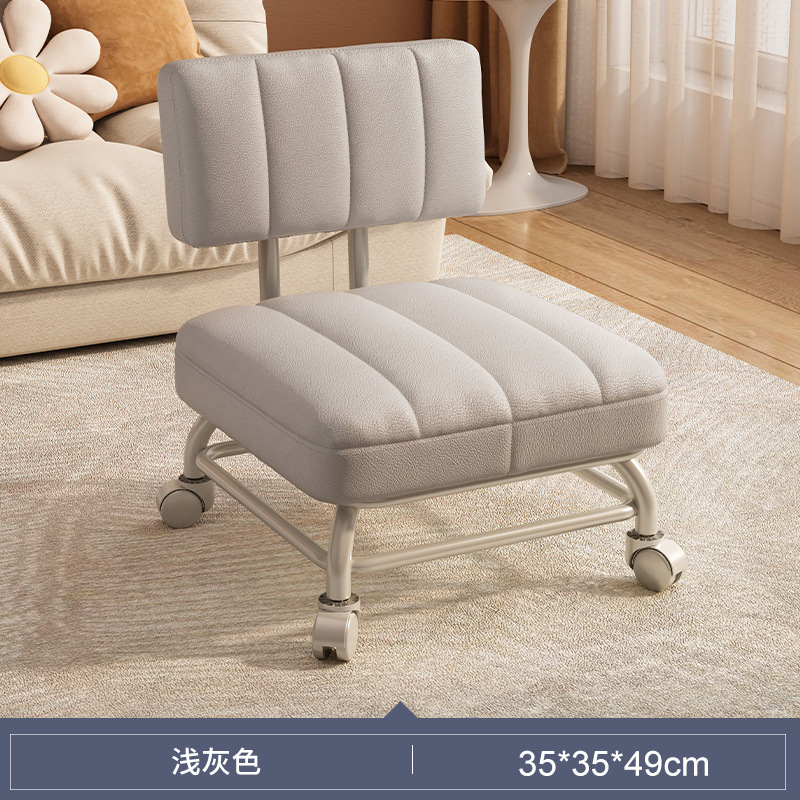 Polia taburete bajo taburete de belleza para niños con artefactos de bambú taburete redondo rueda universal taburete pequeño taburete doméstico se puede apilar