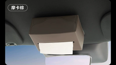 Leather Tissue Holder for — Car tissue box/set - brown-magnetic-tissue-box