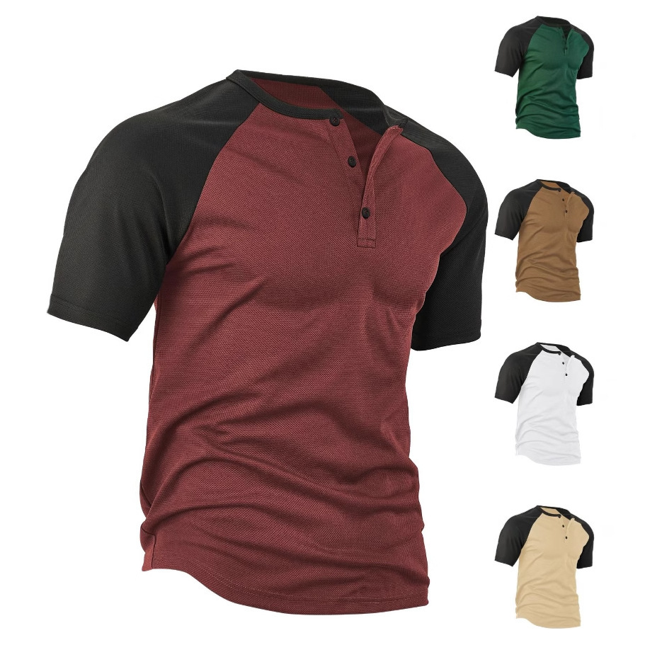 25 Spring and Summer Amazon Cross-Border Male Youth Sports and Leisure Polo Shirts Moisture-Wicking Color Matching Short-Sleeved Shirts Wholesale