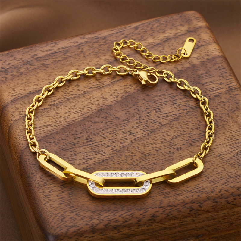 Joyas transfronterizas europeas y americanas Pulsera de acero de titanio de todo fósforo Versión coreana del temperamento bohemio Pulsera de acero de titanio que no se desvanece Joyería femenina