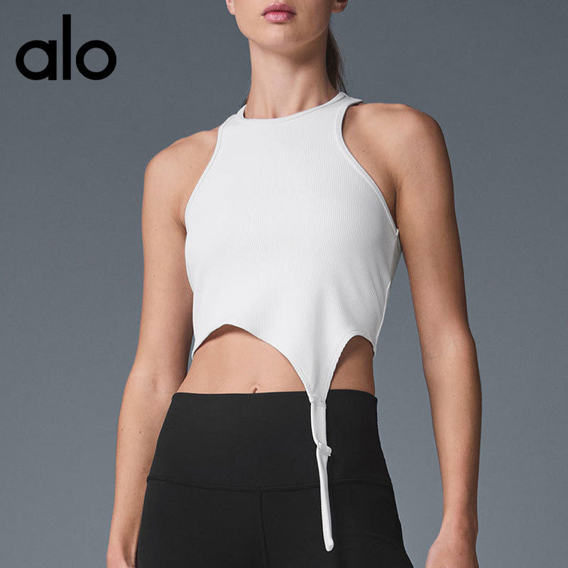 alo 跨境爆款螺纹运动上衣女2025裸感不规则下摆瑜伽服厂家批发|undefined