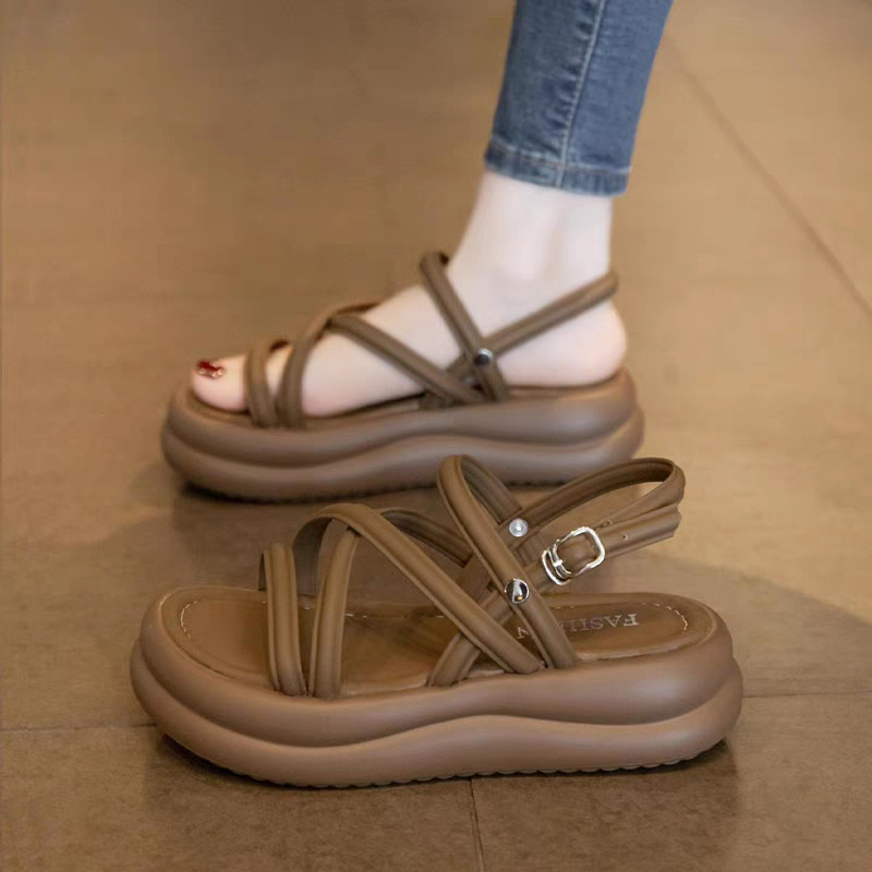 Stomp Feeling Thick-soled Sandals Women's Summer Outer Wear Soft-soled Casual Roman Sandals Pregnant Women's Outer Wear Pregnant Women's Special Shoes