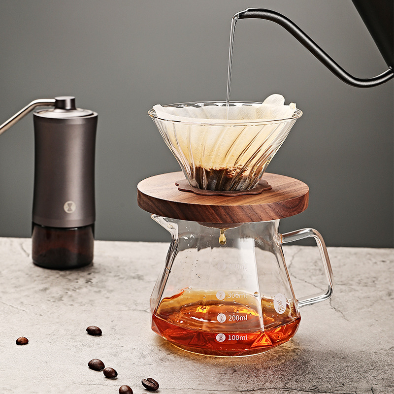 High Borosilicate Glass Pour-Over Coffee Pot Cloud Pot Filter Cup Filter Sharing Pot Household Coffee Pot Can Be Printed with Logo
