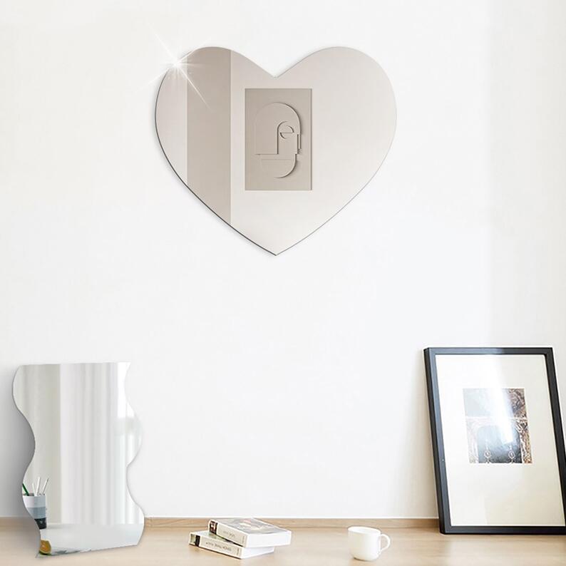Heart 3D Creative Home Living Room Background Wall Decoration Acrylic Mirror Sticker_voghion.com