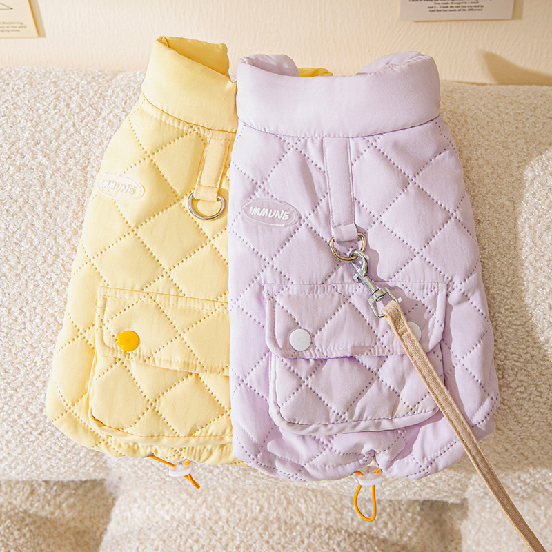 Autumn and winter small dog clothes thickened vest Teddy Bichon small dog traction cat pet warm clothing